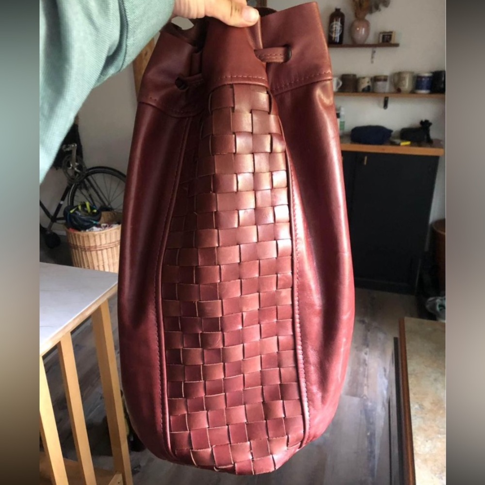 Ora Leather Goods Woven Leather Stevie Backpack
